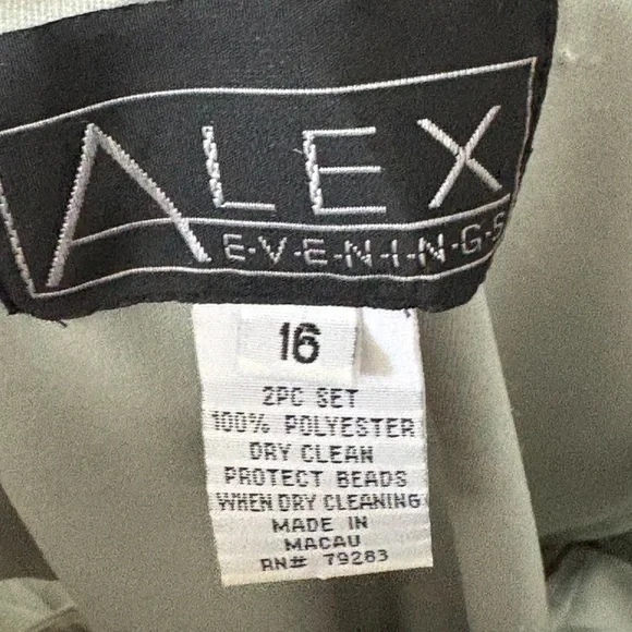 Alex Evenings Sage Floral Beaded Dress Sz 16 - Picture 7 of 7